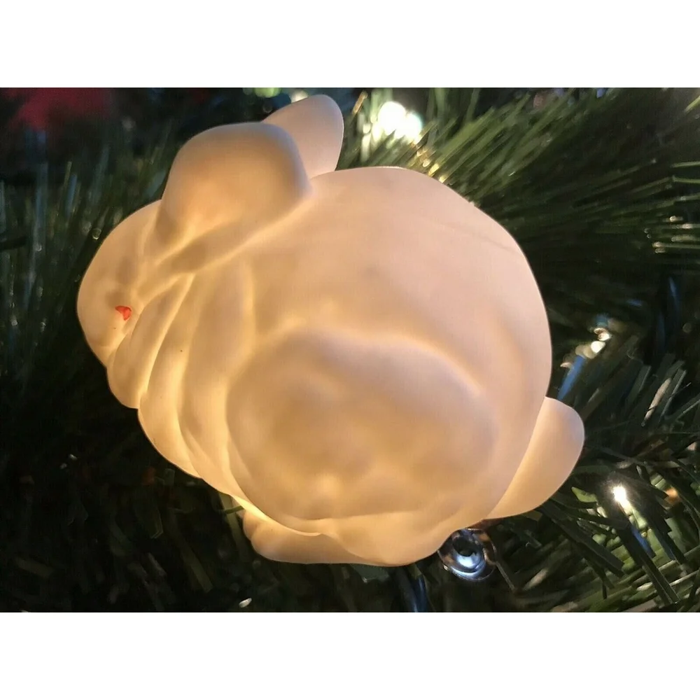 Snowbunny DEPT 56 Bisque Bunny Rabbit Ornament Clip On Light Up White Snowbabies